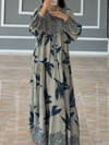 TREASA | PRINTED LANTERN SLEEVE LOOSE DRESS