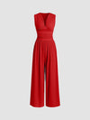 CHERRY | SLEEVELESS CHIC JUMPSUIT WITH WIDE-LEG TROUSERS