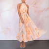 EMILINA | HALTERNECK WATERCOLOUR PRINT DRESS