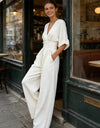 DANIELA | ELEGANT JUMPSUIT WITH A V-NECK AND WIDE LEGS